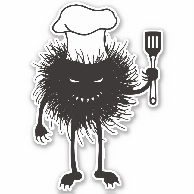 Evil Cook Cartoon Character Koch Aufkleber (Vorderseite)