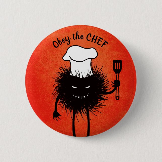 Evil Cook Cartoon Character Koch Button (Vorderseite)