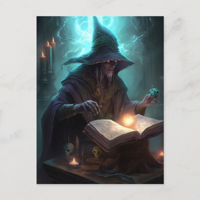 Evil Dark Wizard Magic Fantasy Art Postkarte (Vorderseite)