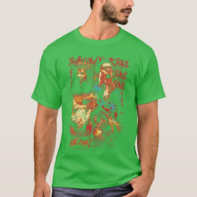 Evil Dead 2 Verschlingt deine Seele Collage Horror T-Shirt (Vorderseite)