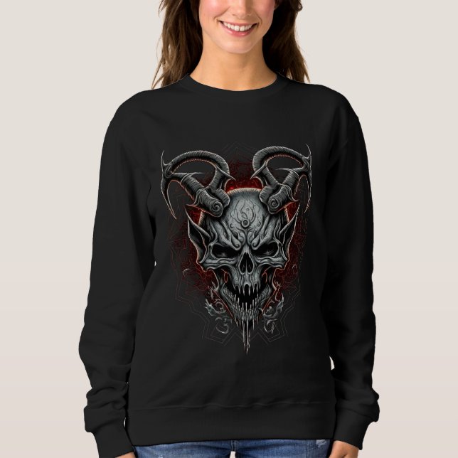 Evil Death Skeleton  Gothic Demon Heavy Metal Sweatshirt (Vorderseite)