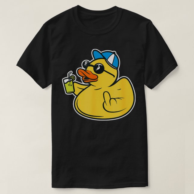 Evil Duck Middle Finger Cheeky Rubber Duck T-Shirt (Design vorne)