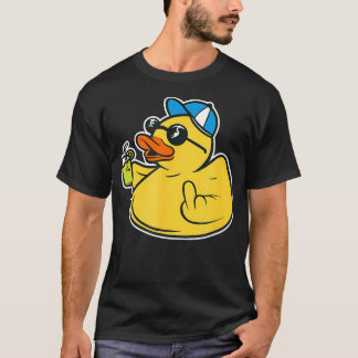 Evil Duck Middle Finger Cheeky Rubber Duck T-Shirt