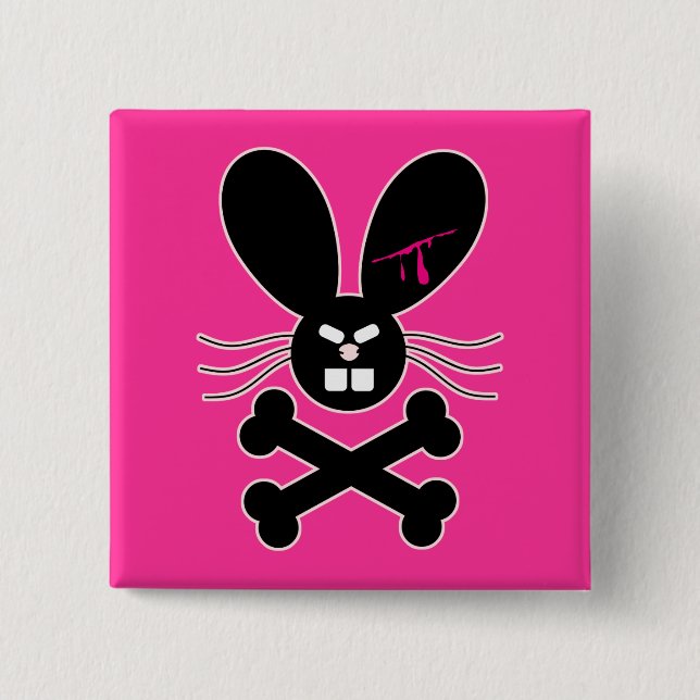 Evil Emo Bunny Crossbones Button (Vorderseite)