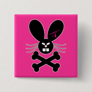 Evil Emo Bunny Crossbones Button