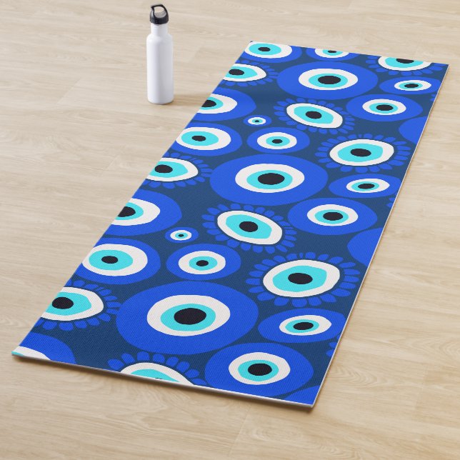 Evil Eye Abstrakt Blue White Pattern Yogamatte (Beispiel)