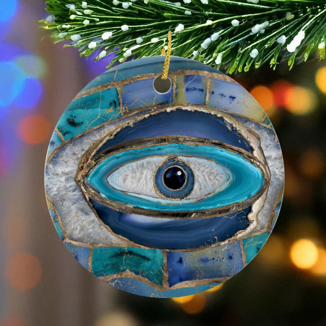 Evil Eye Amulet Agate und Gold Keramik Ornament (Von Creator hochgeladen)