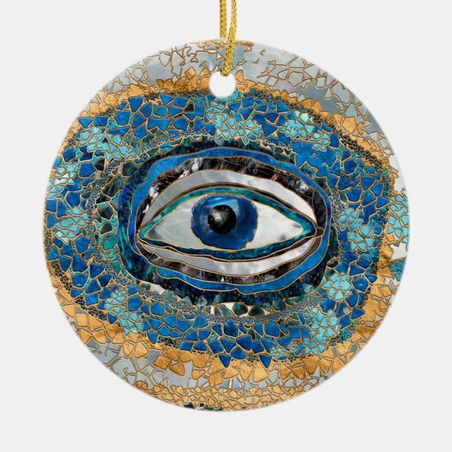 Evil Eye Amulet Geodes und Kristalle Keramik Ornament (Vorne)