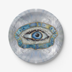 Evil Eye Amulet Geodes und Kristalle Pappteller