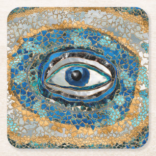 Evil Eye Amulet Geodes und Kristalle Rechteckiger Pappuntersetzer