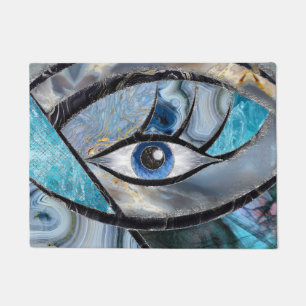Evil Eye Amulet Mineral Textures Collage Fußmatte