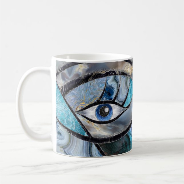 Evil Eye Amulet Mineral Textures Collage Kaffeetasse (Links)