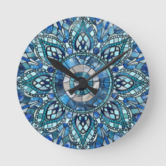 Evil Eye Amulet Mosaic Mandala Art Runde Wanduhr (Vorderseite)