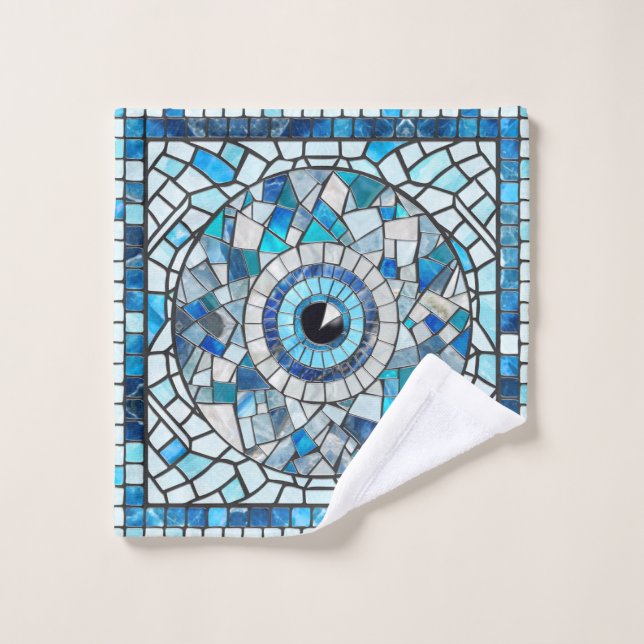 Evil Eye Amulet Mosaik Art Badhandtuch Set (Waschlappen)