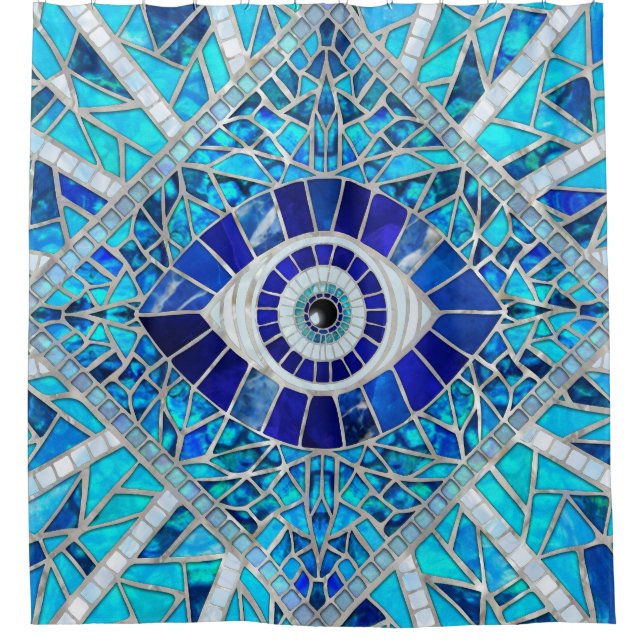 Evil Eye Amulet Mosaik Art Duschvorhang (Vorderseite)