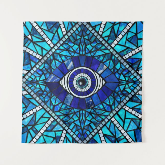 Evil Eye Amulet Mosaik Art Wandteppich (Vorderseite)