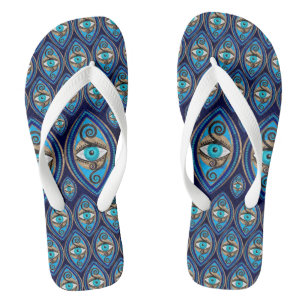 Evil Eye Amulet-Muster Flip Flops