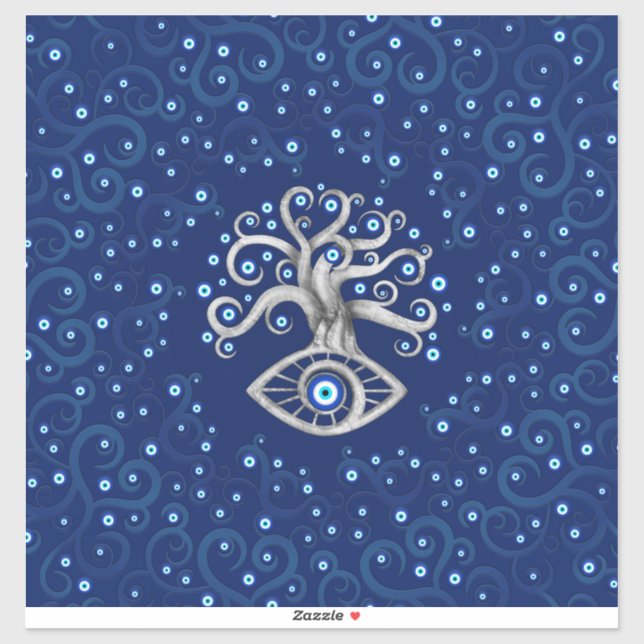 Evil Eye Amulet Tree Aufkleber (Blatt)