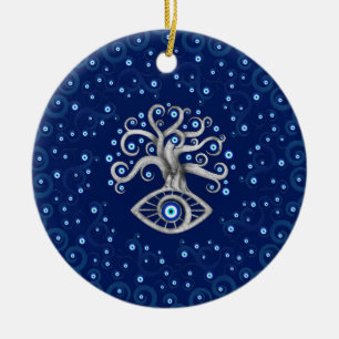 Evil Eye Amulet Tree Keramik Ornament