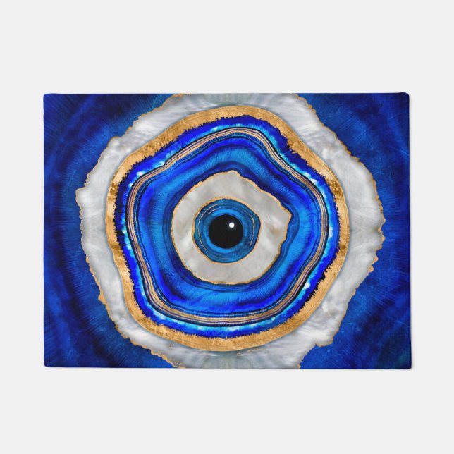 Evil Eye Aquarellfarbe und Gold Fußmatte (Vorderseite)