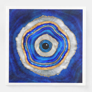 Evil Eye Aquarellfarbe und Gold Serviette