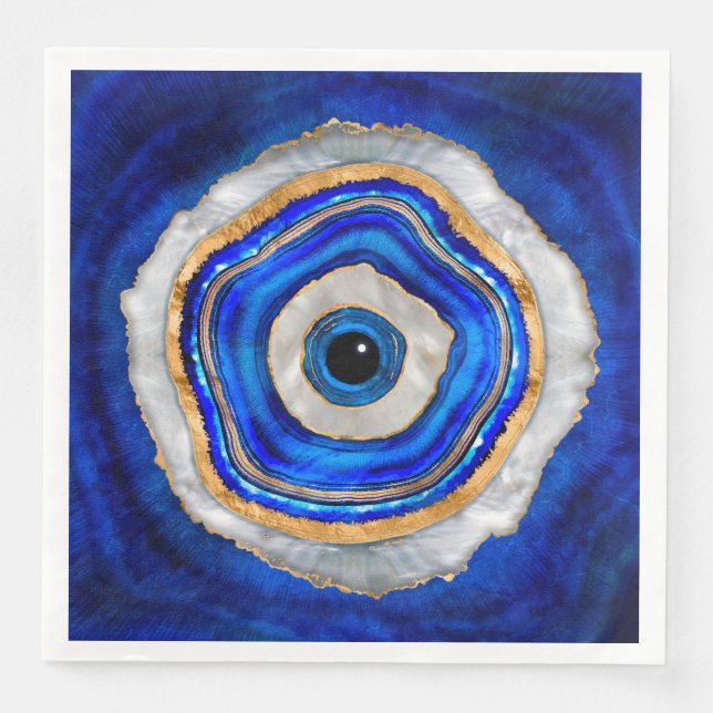 Evil Eye Aquarellfarbe und Gold Serviette (Vorderseite)