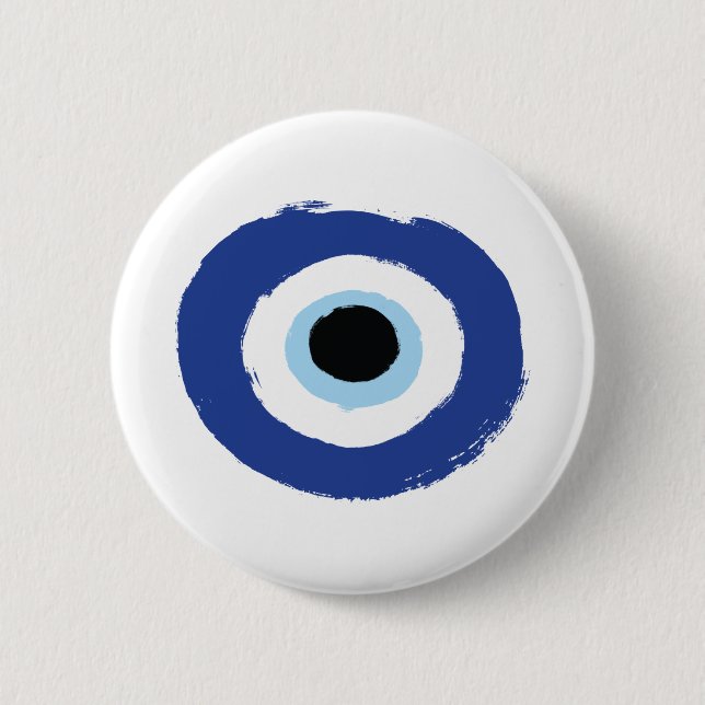Evil Eye Artistic Blau Griechisch Button (Vorderseite)