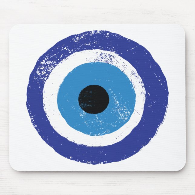 Evil Eye Artistic Blau Griechisch Mousepad (Vorne)