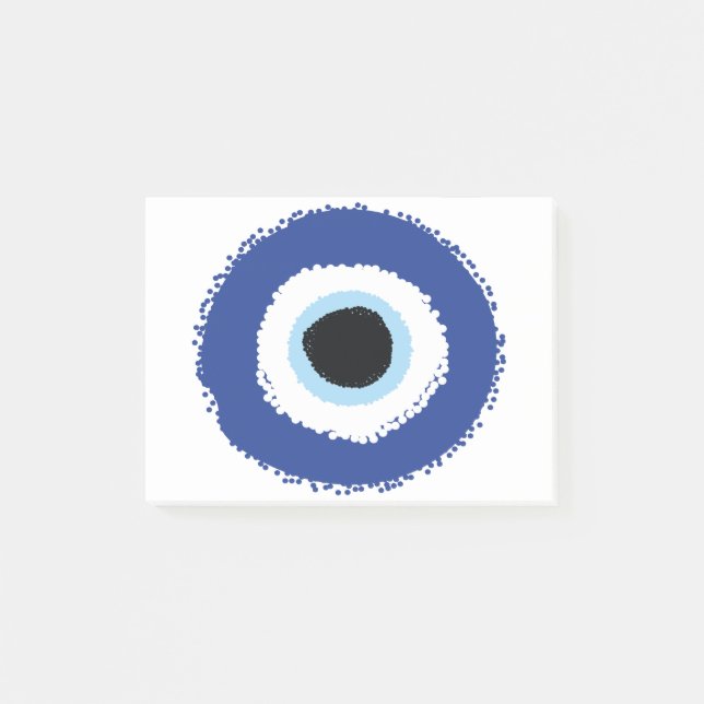 Evil Eye Artistic Blau Griechisch Post-it Klebezettel (Vorderseite)