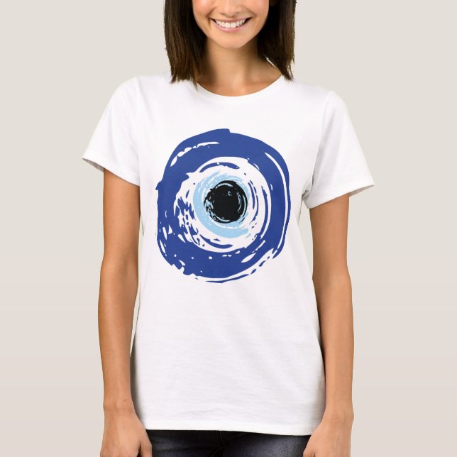 Evil Eye Artistic Blau Griechisch T-Shirt (Vorderseite)
