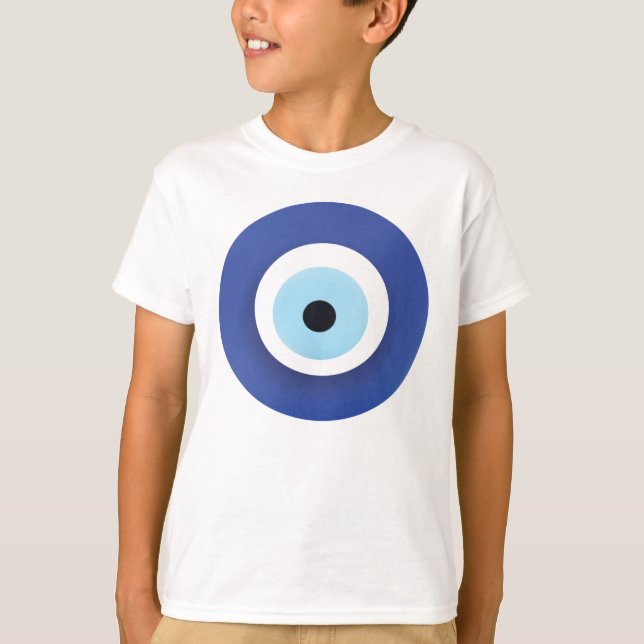 Evil Eye Artistic Blau Griechisch T-Shirt (Vorderseite)