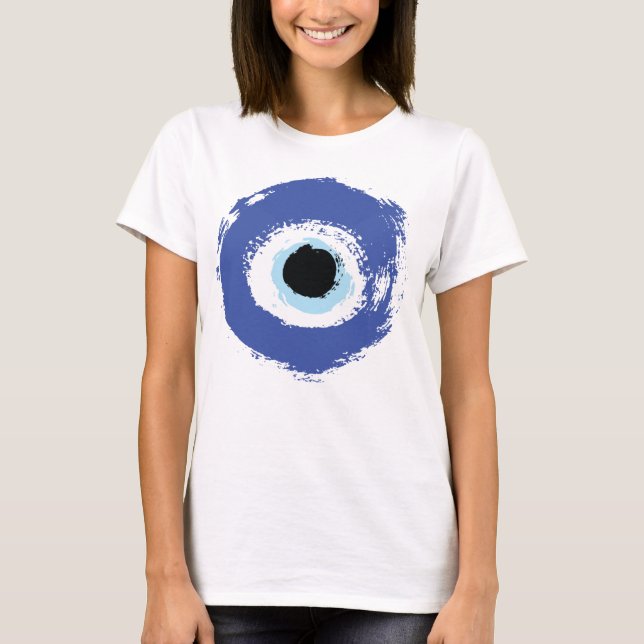 Evil Eye Artistic Blau Griechisch T-Shirt (Vorderseite)