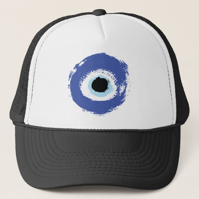 Evil Eye Artistic Blau Griechisch Truckerkappe (Vorderseite)