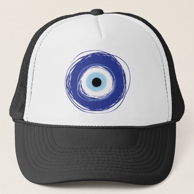 Evil Eye Artistic Blau Griechisch Truckerkappe (Vorderseite)