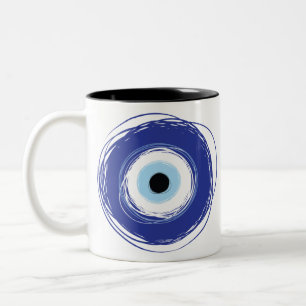 Evil Eye Artistic Blau Griechisch Zweifarbige Tasse