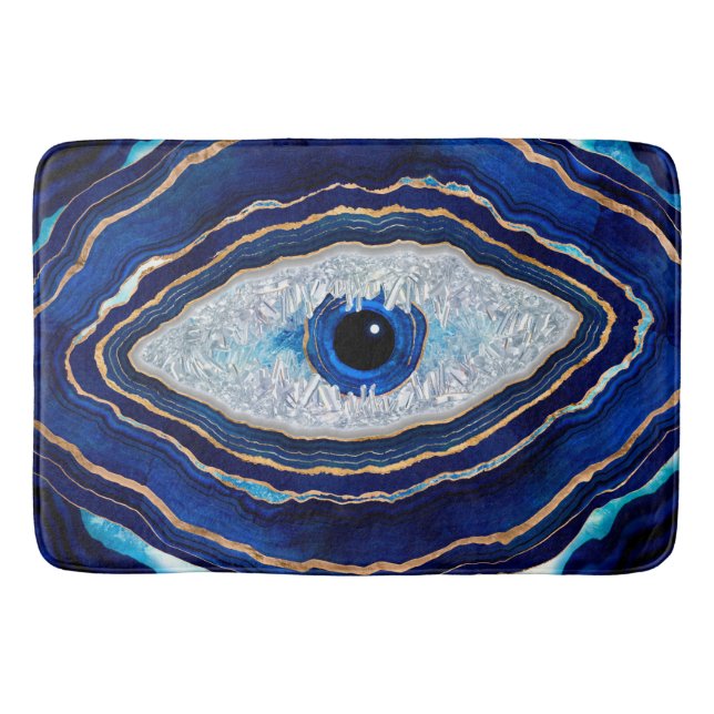 Evil Eye Blue Agate Geode Ditital Art Badematte (Vorderseite)