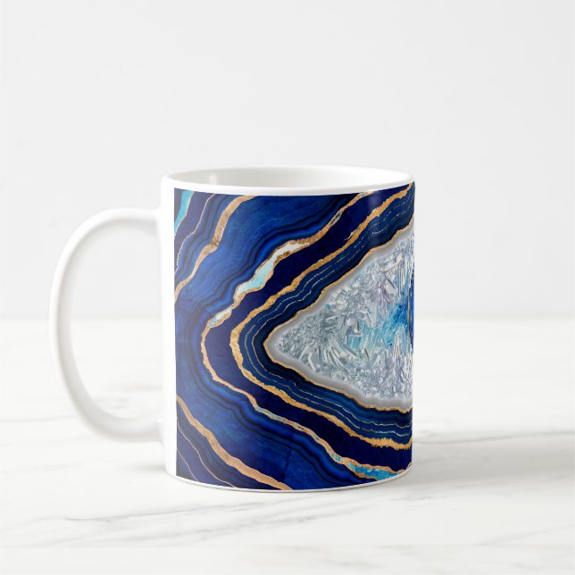 Evil Eye Blue Agate Geode Ditital Art Kaffeetasse (Links)