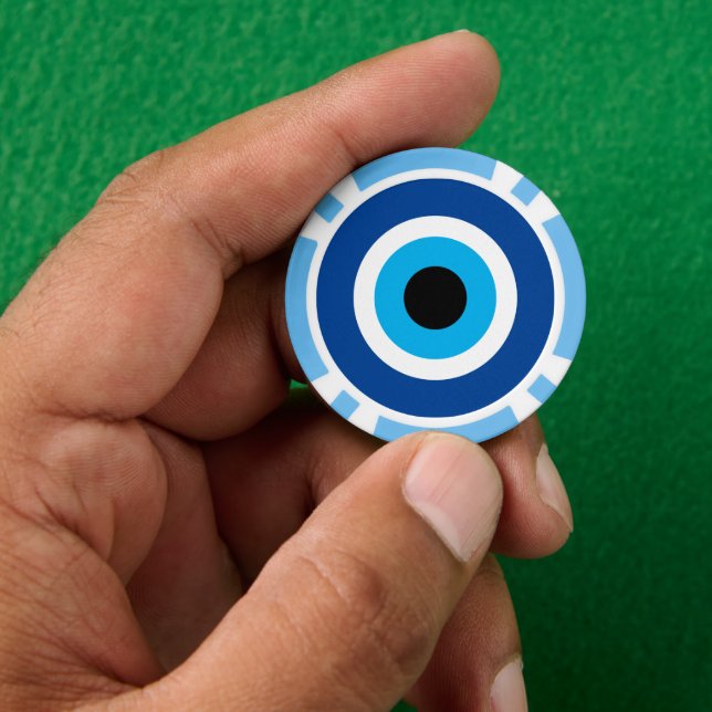 Evil Eye Blue Mati Glückssymbol Pokerchips (Hand)