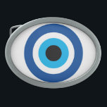 Evil Eye Blue Mati Griechisches Glück und Schutzsy Ovale Gürtelschnalle<br><div class="desc">Evil Eye Blue Mati griechisches Glück & Schutzsymbol Gürtelschnalle. Blue Mati Griechisch / Türkisch nazar Ikone für Schutz und viel Glück. Anpassen mit benutzerdefiniertem Text.</div>