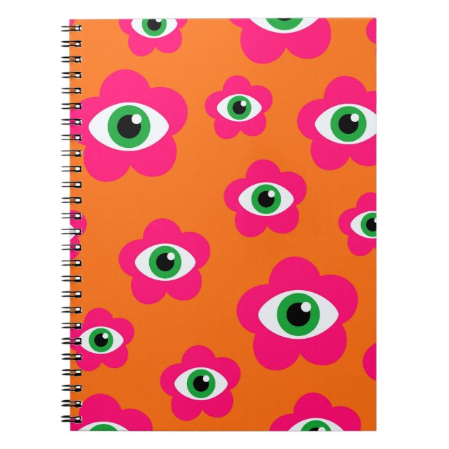 Evil Eye Blume Retro Spiral Notebook Notizblock (Vorderseite)