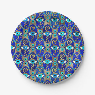 Evil Eye Charm Muster Pappteller