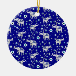 Evil Eye Elephant Viel Glück amulet Muster Keramik Ornament
