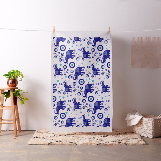 Evil Eye Elephant Viel Glück Amulet Muster Stoff (Beispiel)