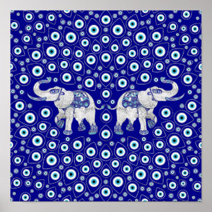 Evil Eye Elephant Viel Glück Charm Poster