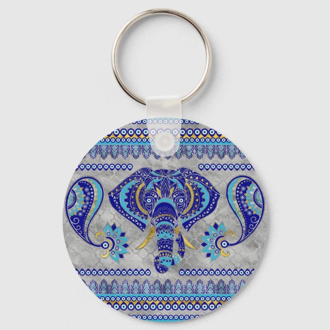 Evil Eye Elephant Ziermuster Schlüsselanhänger (Vorderseite)