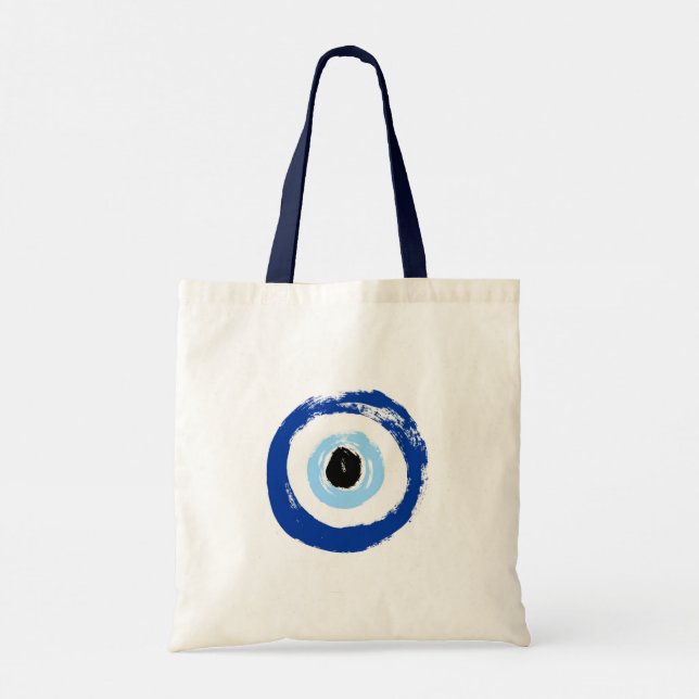 Evil Eye gedruckte Leinwand Natural Tote Bag Tragetasche (Rückseite)