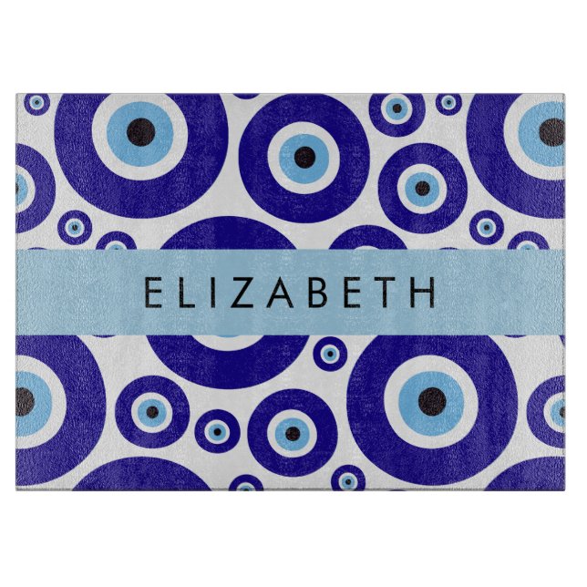 Evil Eye, Greek Eye, Turkish Eye, Mati, Your Name Schneidebrett (Vorderseite)