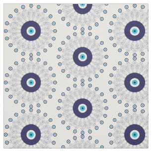 Evil Eye Mandala Muster in Blau und Weiß Stoff