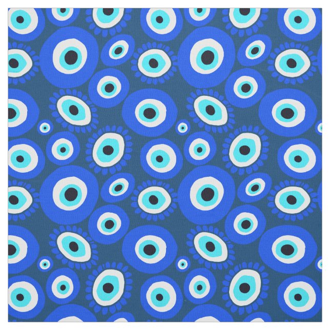 Evil Eye Mediteran Blaues Auge Muster Stoff (Muster)