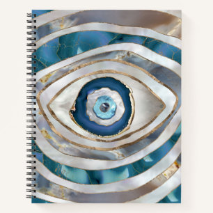 Evil Eye Mineralien und Gold Notizbuch